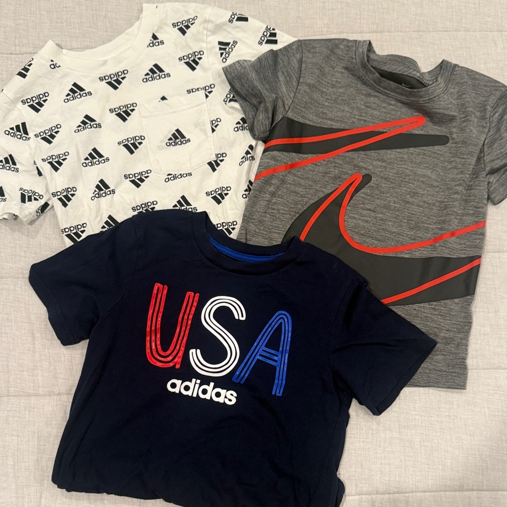 Adidas Kids USA Graphic Tees - White, Gray, and Navy